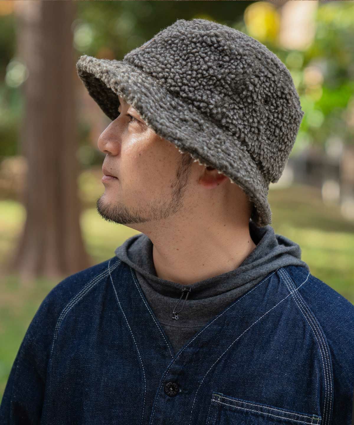 COMOLI ブラック バケットハット Fサイズ COMOLI (コモリ) シルクネップ ハット